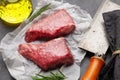 Marbled beef steak. Two fresh raw fillet steaks Royalty Free Stock Photo