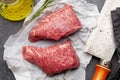 Marbled beef steak. Two fresh raw fillet steaks Royalty Free Stock Photo
