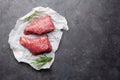 Marbled beef steak. Two fresh raw fillet steaks Royalty Free Stock Photo