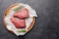 Marbled beef steak. Two fresh raw fillet steaks Royalty Free Stock Photo