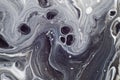 Marbled black and white abstract background. Liquid acrylic marble pattern