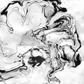 Marbled Black and White Abstract Background. Liquid Marble Illistration.