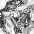 Marbled Black and White Abstract Background. Liquid Marble Illistration.