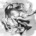 Marbled Black and White Abstract Background. Liquid Marble Illistration.