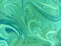 Marbled blue, green and golden abstract background. Liquid marble pattern Royalty Free Stock Photo