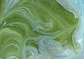 Marbled blue, green and golden abstract background. Liquid marble pattern Royalty Free Stock Photo