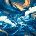 Marbled blue and orange abstract background. Royalty Free Stock Photo