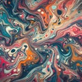 Marbled blue and orange abstract background. Liquid marble pattern. Vector illustration. Royalty Free Stock Photo
