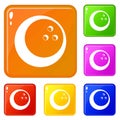 Marbled bowling ball icons set vector color Royalty Free Stock Photo