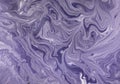 Marbled purple abstract background with golden sequins. Liquid marble ink pattern.