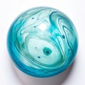 Marbled Turquoise Glass Ball: Fluid Lines And Curves In Oceanic Art Royalty Free Stock Photo