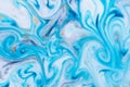 Marbled unique blue abstract background with gold dust