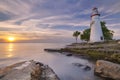 Marblehead Lighthouse on Lake Erie, USA at sunrise Royalty Free Stock Photo