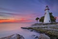 Marblehead Lighthouse on Lake Erie, USA at sunrise Royalty Free Stock Photo