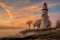 Marblehead Lighthouse in Ohio at Dawn Royalty Free Stock Photo