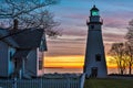 Marblehead Lighthouse in Ohio at Dawn Royalty Free Stock Photo
