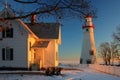 Marblehead Lighthouse in Ohio in Winter Royalty Free Stock Photo