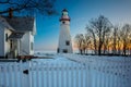 Marblehead Lighthouse in Ohio in Winter Royalty Free Stock Photo