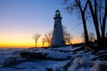 Marblehead Lighthouse in Ohio in Winter Royalty Free Stock Photo