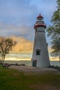 Marblehead Lighthouse at sunset.Marblehead.Ohio.USA Royalty Free Stock Photo