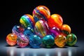 marbles arranged to form a vivid rainbow