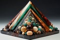 marbles artistically arranged to form a 3d pyramid