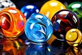 marbles glass or stone different colors and patterns close up o Royalty Free Stock Photo