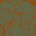 Marbling seamless vector pattern background. Backdrop with swirling shapes and blends in sage green ochre. Curved