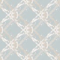 Marbling style burlap texture natural beige vector seamless pattern background. Fiber texture diagonal grid backdrop