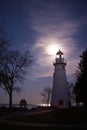 Marblrhead Lighthouse with the supermoon Royalty Free Stock Photo