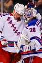 Marc Staal congratulates Henrik Lundqvist Royalty Free Stock Photo