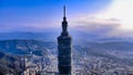 Aerial view of Taipei 101 Taipei City Taiwan. Royalty Free Stock Photo