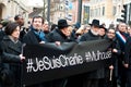 March against Charlie Hebdo magazine terrorism attack, on January 7th, 2015 in Paris Royalty Free Stock Photo