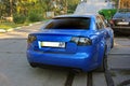 March 13, 2014, Ukraine, Kharkov; Audi RS4 with elements of carbon. Blue sports car Royalty Free Stock Photo