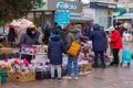 March 8, 2022 Balti, Moldova. Street flower trade at the city fair on International Women's Day. Illustrative