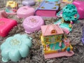 Collection of Polly Pocket`s, miniature dollhouses, that were very popular in the 90`s and now are coveted