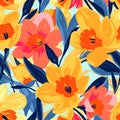 March Birth flower patterns. Seamless pattern of Daffodils and Jonquils flowers. Floral pattern.