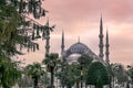 March 2016: The Blue Mosque in Istanbul, Turkey at dusk Royalty Free Stock Photo