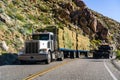 March 18, 2019 Borrego Springs / CA / USA - Truck transporting bailes of hay through the mountains Royalty Free Stock Photo