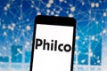 Philco logo on the mobile device. Philco is a US electronics company