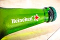 March 18, 2021, Brazil. In this photo illustration the Heineken logo on a beer bottle