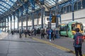 09 March, 2017- Brighton, UK. People getting off the train that Royalty Free Stock Photo