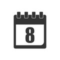 8 March calendar. Calendar icon vector flat design Royalty Free Stock Photo