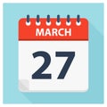 March 27 - Calendar Icon - Calendar design template