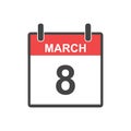 March 8 calendar icon. International womens day.