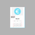 March 2021 Calendar Leaves Flat