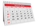 March 2024 calendar. Page of the annual business desk month calendar isolated on transparent png