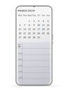 March 2023 calendar smartphone