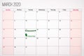 March 2020 calendar with st. patricks day written on tuesday the 17th.