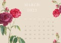 March 2023 calender with flowers